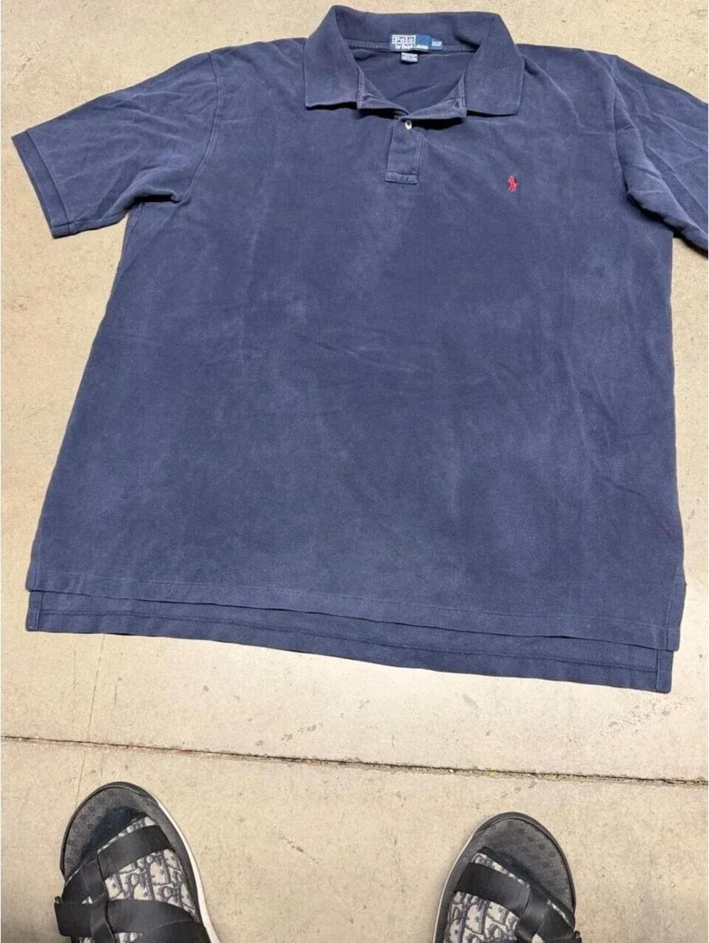 VTG 90s Polo Ralph Lauren Polo Shirt Faded Made in USA Navy